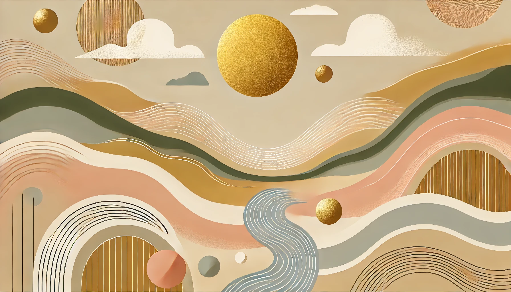 Abstrakte Darstellung mit fließenden Formen in warmen Erdtönen